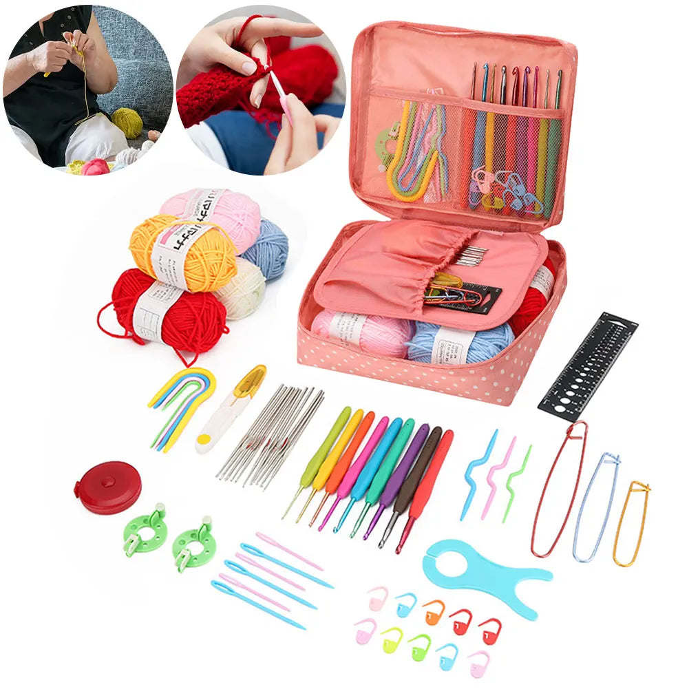 Beginner Crochet Kit with Bag – Yarn, Hooks & Tools for Adults
