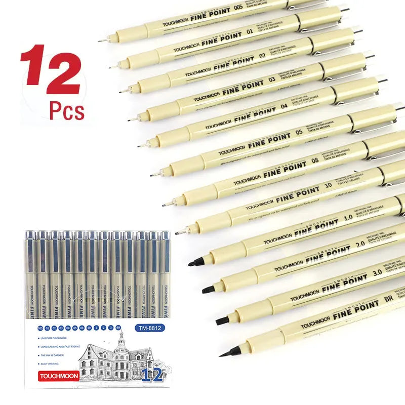 Micron Pigment Liner Pen Set – Fine Line & Brush Markers for Art & Manga