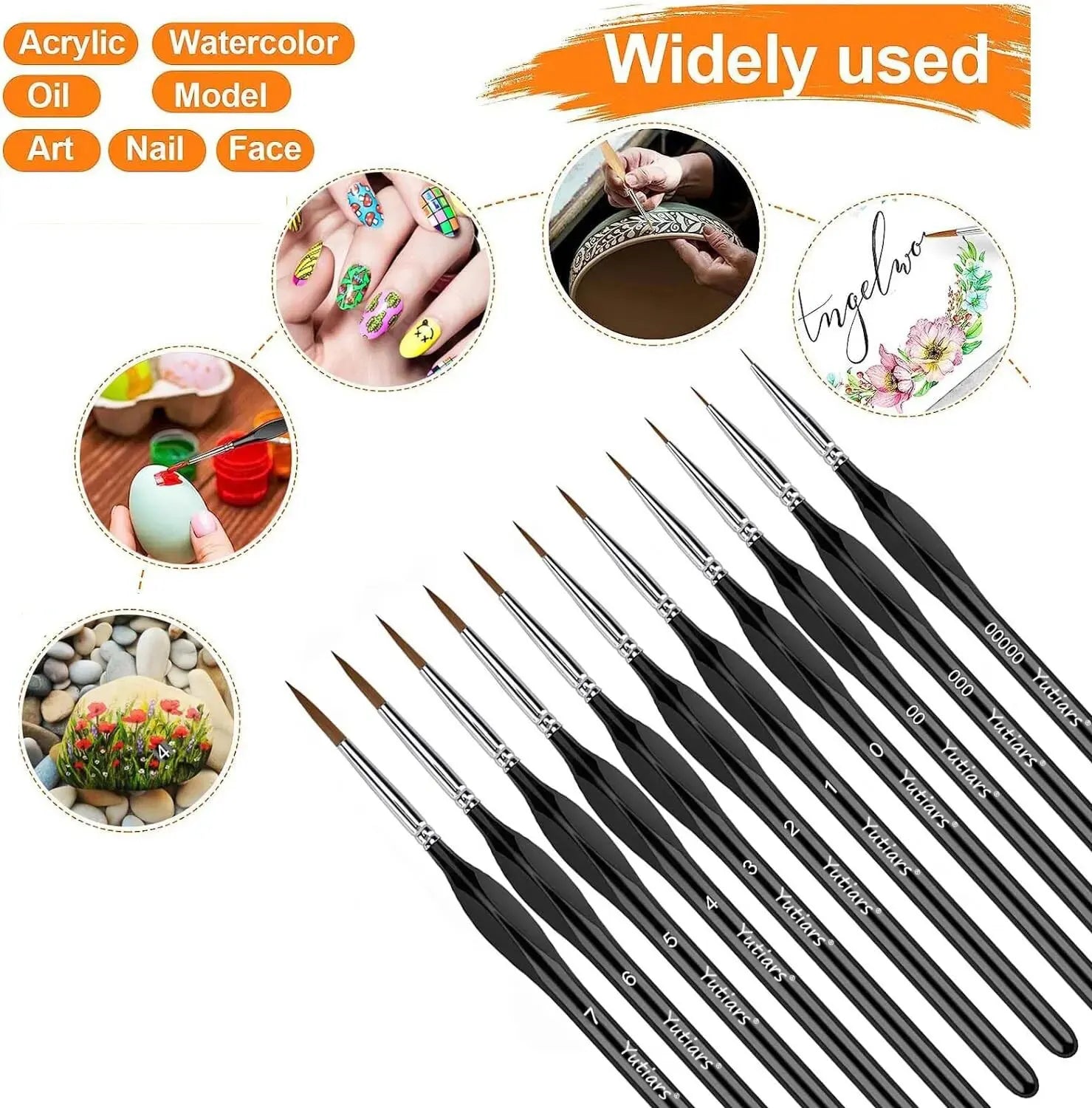 11pcs Miniature Paint Brush Set – Fine Tip Detail Brushes with Triangular Handles