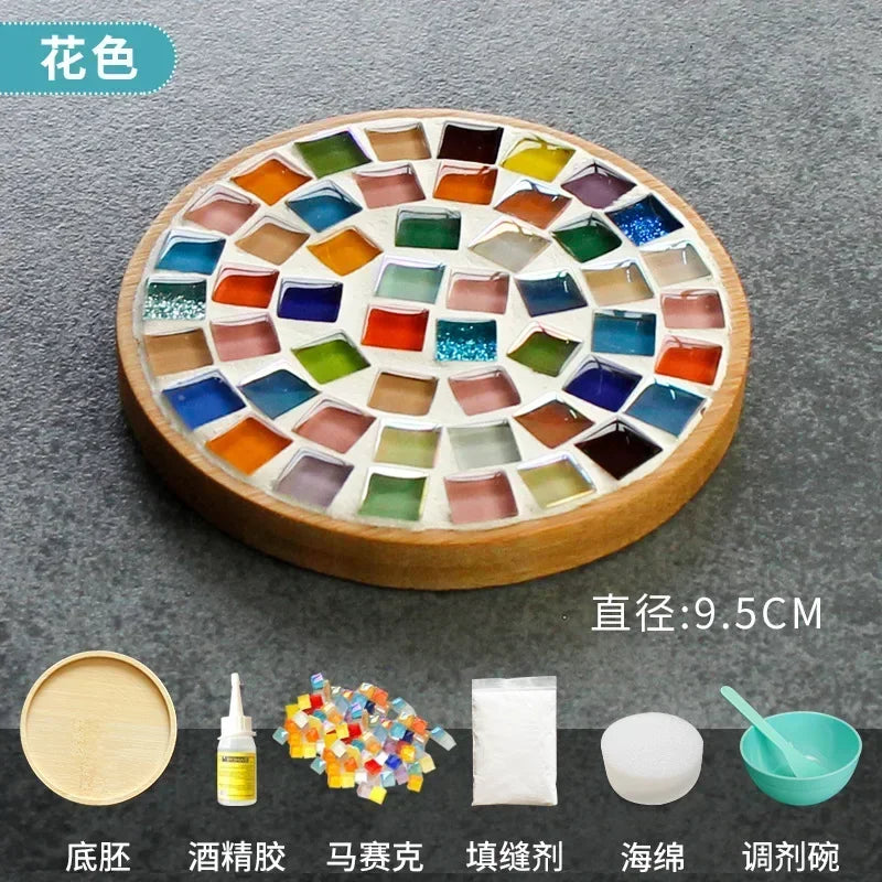 DIY Mosaic Coaster Kit – Bamboo Craft Pad for Kids & Adults