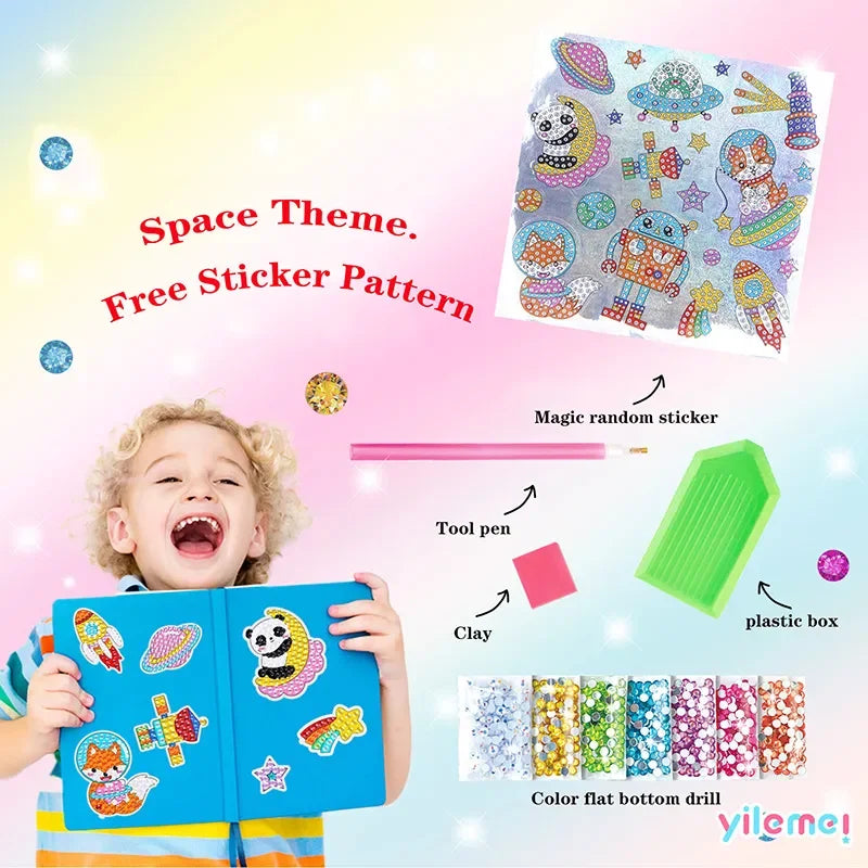 5D Diamond Painting Sticker Kit – DIY Gem Art Craft Set for Kids