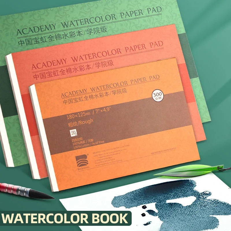 100% Cotton Watercolor Paper Pad – 20 Sheets, 200gsm/300gsm Sketchbook