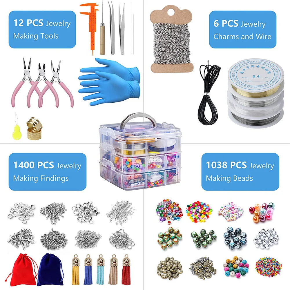 2456-Piece Deluxe DIY Jewelry Making Kit – Beads & Accessories Set