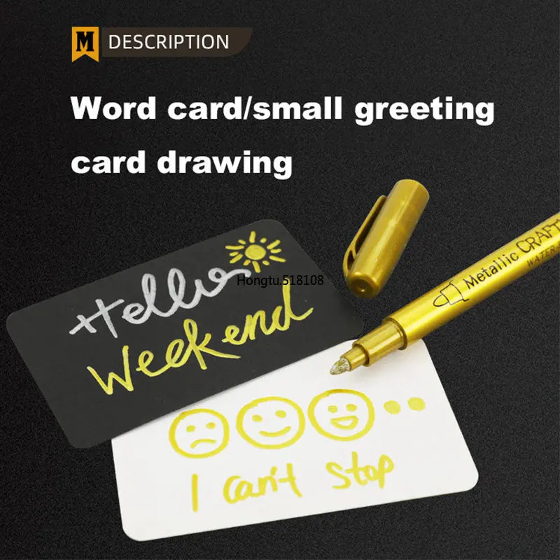 1–2pcs Metallic Brush Marker Pens – Gold & Silver Permanent Ink