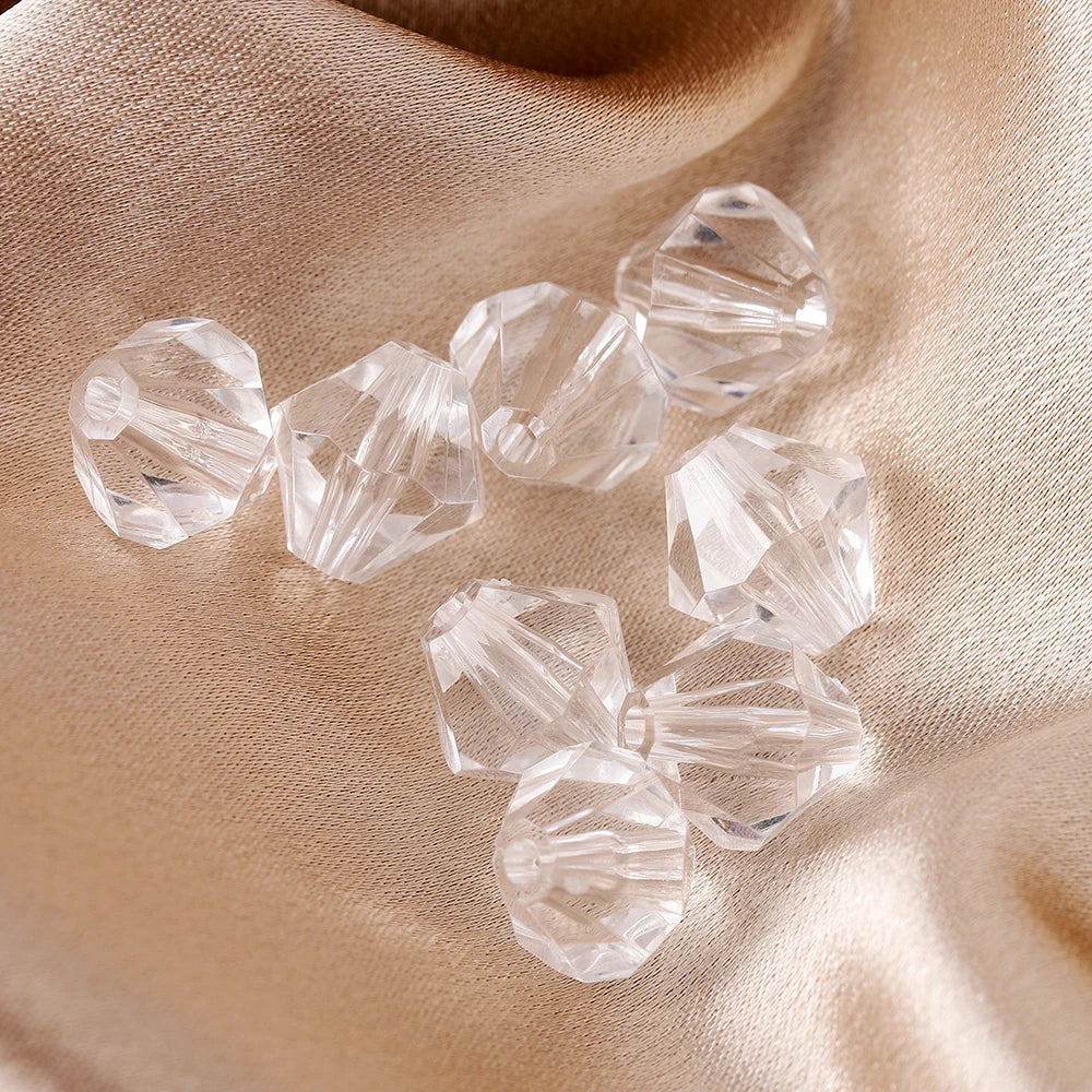 10–300pcs Faceted Transparent White Acrylic Beads – 4–16mm Spacer Beads