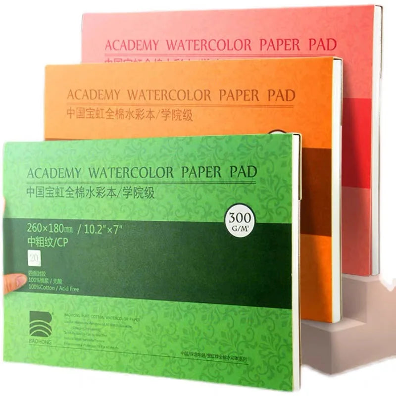 100% Cotton Watercolor Paper Pad – 20 Sheets, 200gsm/300gsm Sketchbook