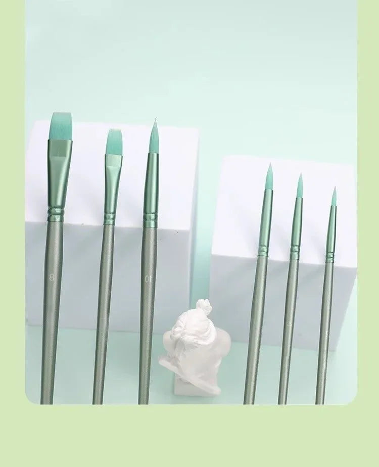 4/6-Piece Watercolor Brush Set – Soft Nylon, Flat & Round Tips