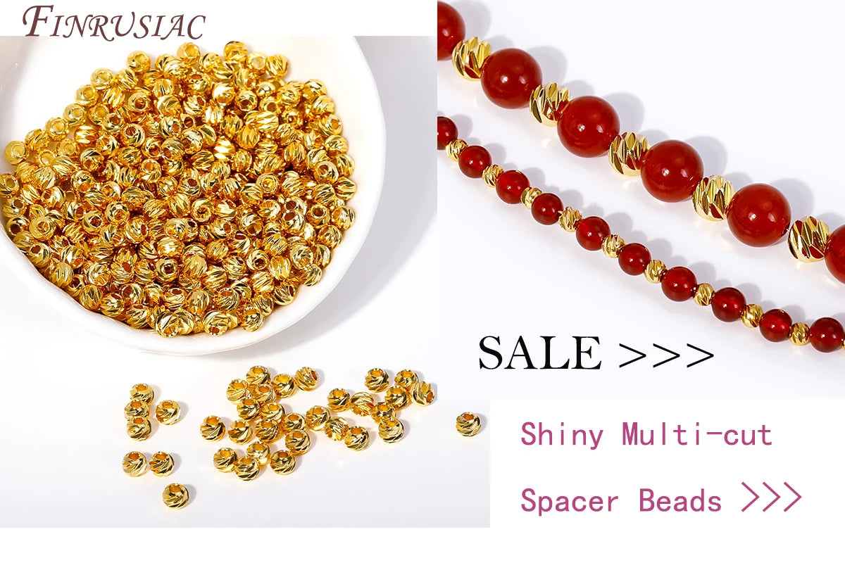 18K Gold Plated Spacer Beads – 2mm–6mm Round Metal Beads for DIY Jewelry