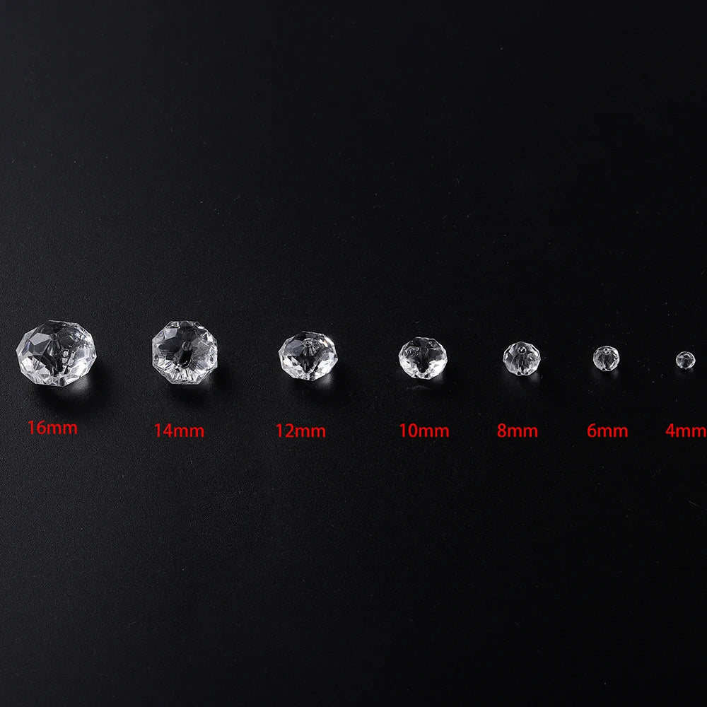 10–300pcs Faceted Transparent White Acrylic Beads – 4–16mm Spacer Beads