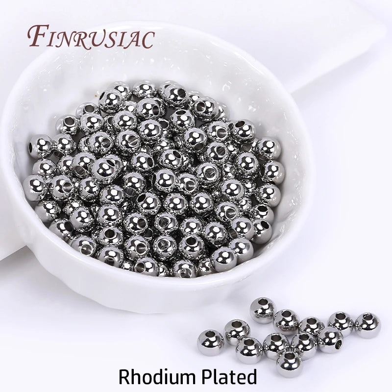 18K Gold Plated Spacer Beads – 2mm–6mm Round Metal Beads for DIY Jewelry