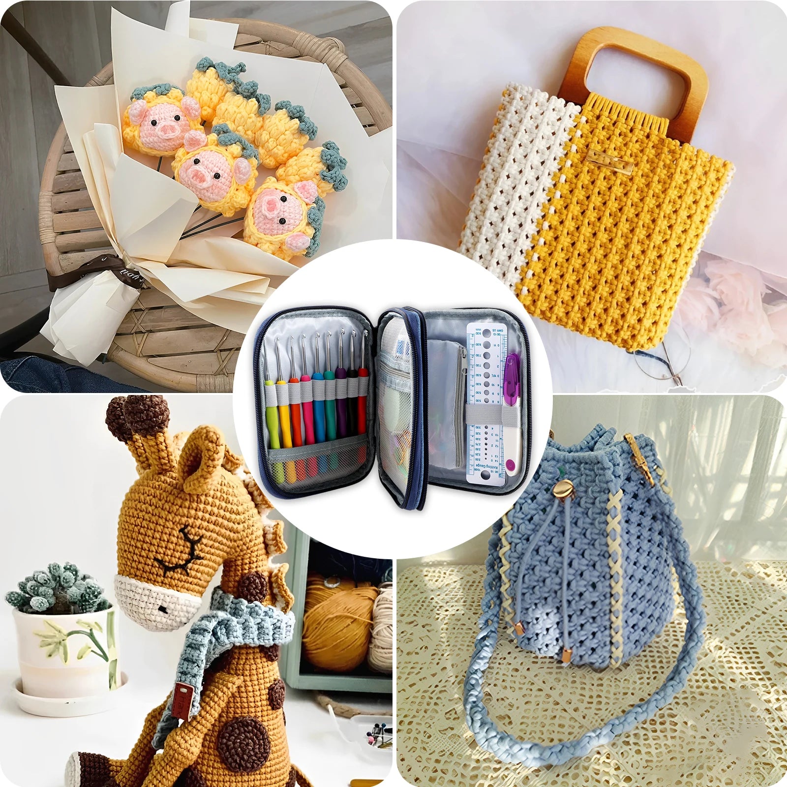 144pcs Crochet Hook & Knitting Tool Set – 2mm–6mm with Accessories