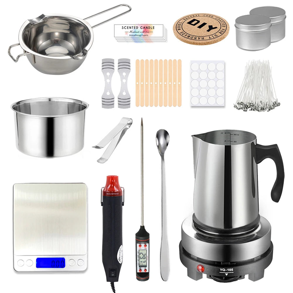 Candle Making Kit with Wax Melting Hot Plate – Complete DIY Set