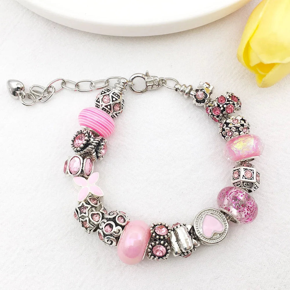 80pcs Assorted Purple Large Hole Beads – Resin, Rhinestone & Metal Spacers