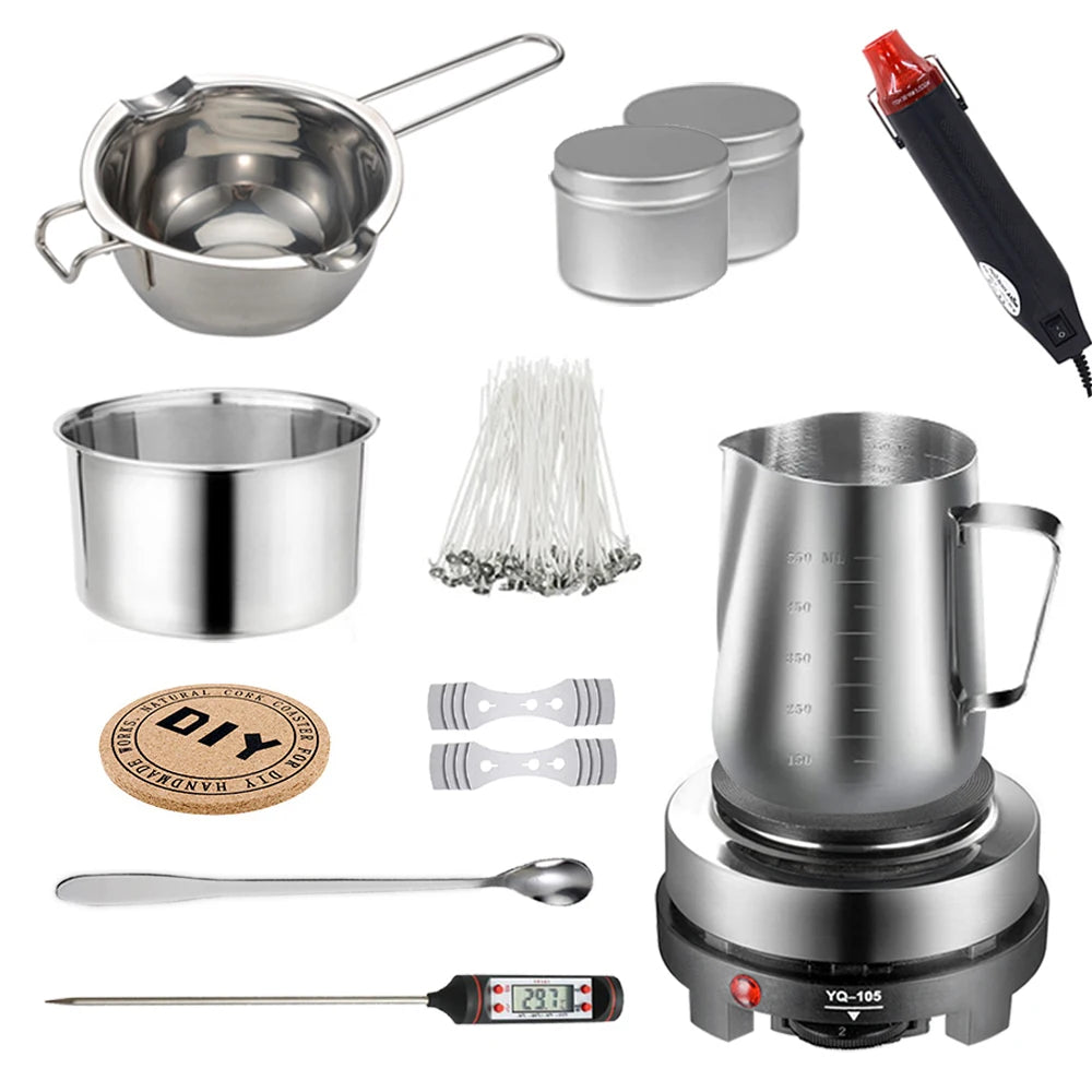 Candle Making Kit with Wax Melting Hot Plate – Complete DIY Set