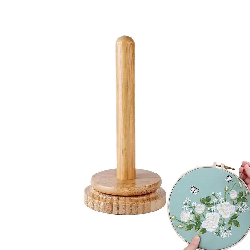 Wooden Yarn Ball Holder – Rotating Manual Yarn Dispenser