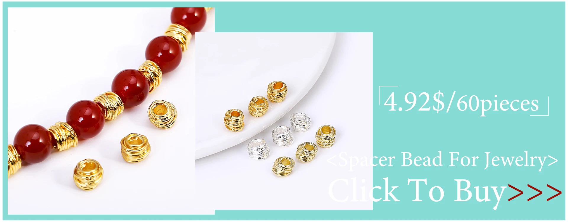 18K Gold Plated Spacer Beads – 2mm–6mm Round Metal Beads for DIY Jewelry