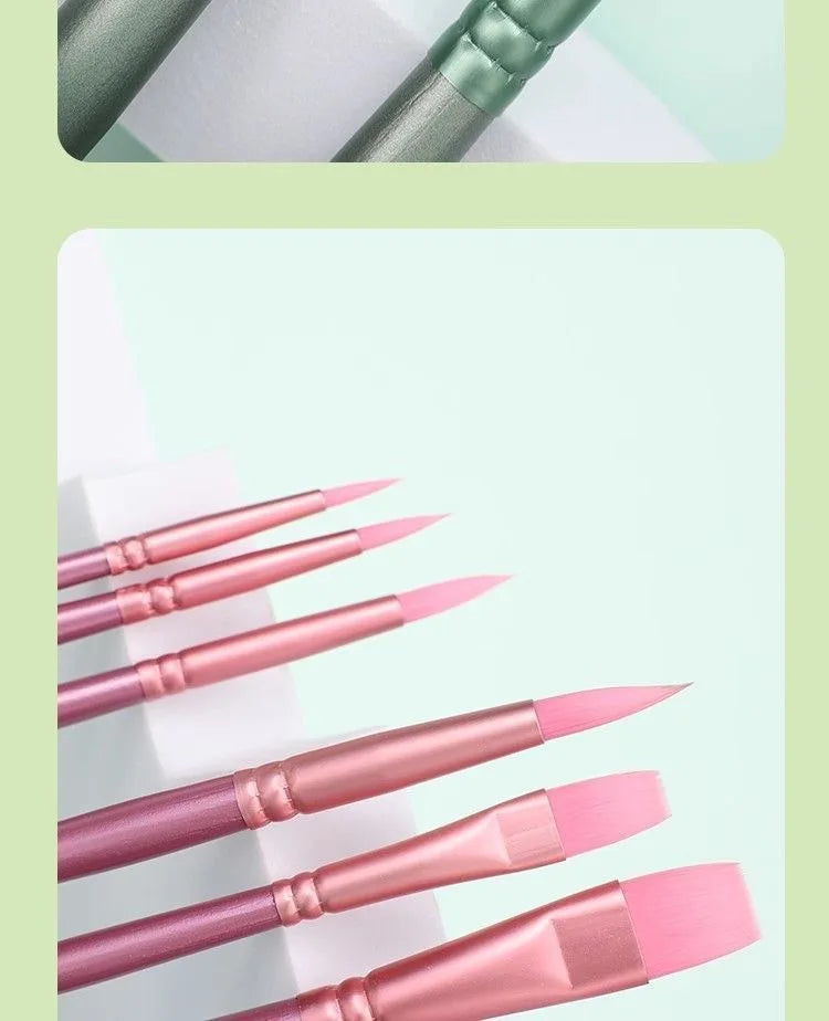 4/6-Piece Watercolor Brush Set – Soft Nylon, Flat & Round Tips