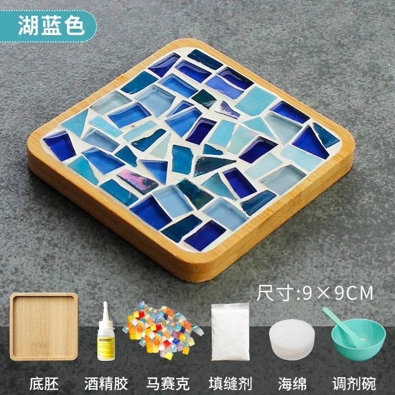 DIY Mosaic Coaster Kit – Bamboo Craft Pad for Kids & Adults