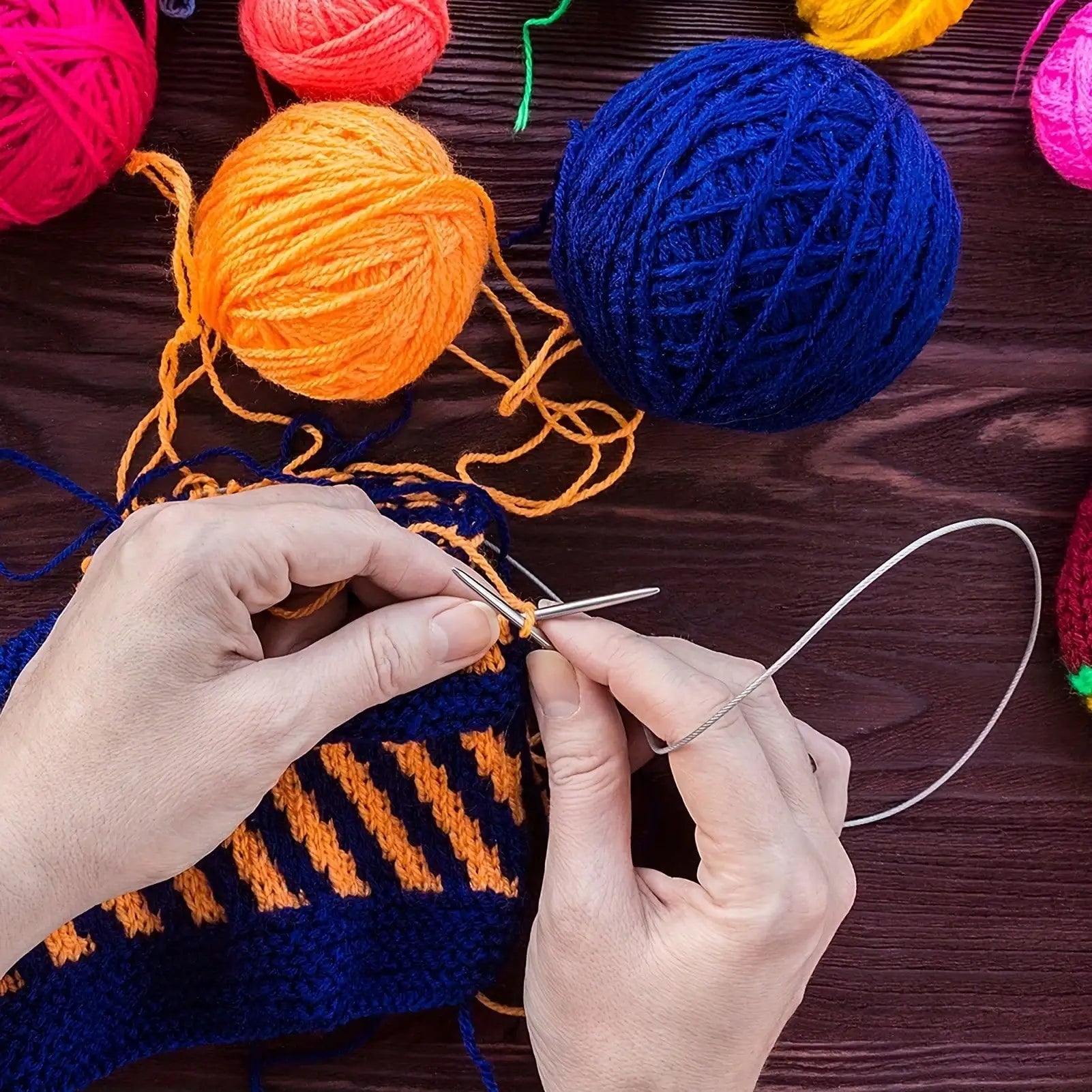 8-Piece Stainless Steel Knitting Needle Set – Circular Weaving Tool