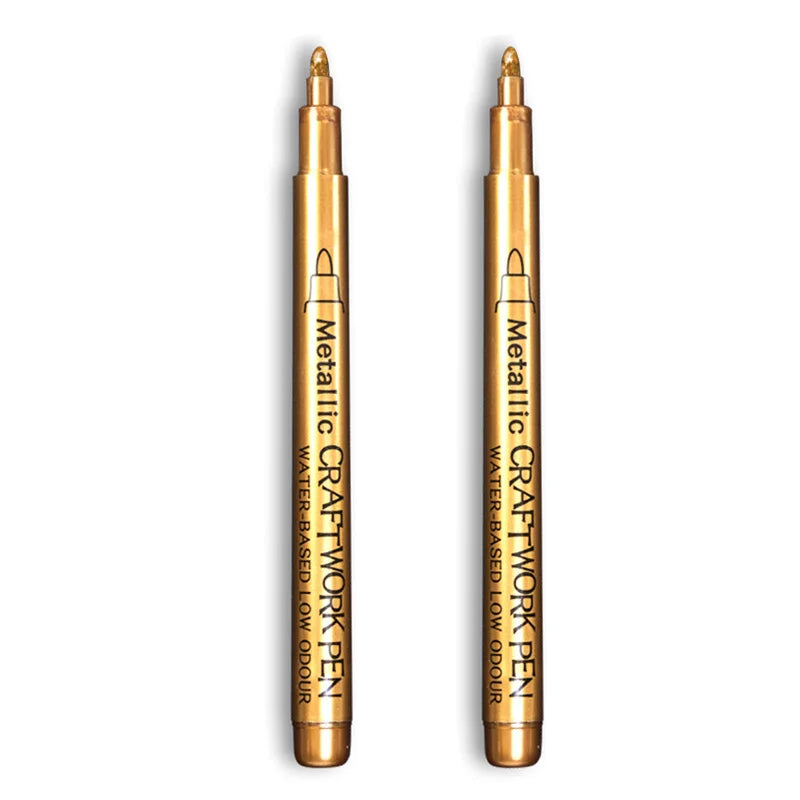 1–2pcs Metallic Brush Marker Pens – Gold & Silver Permanent Ink