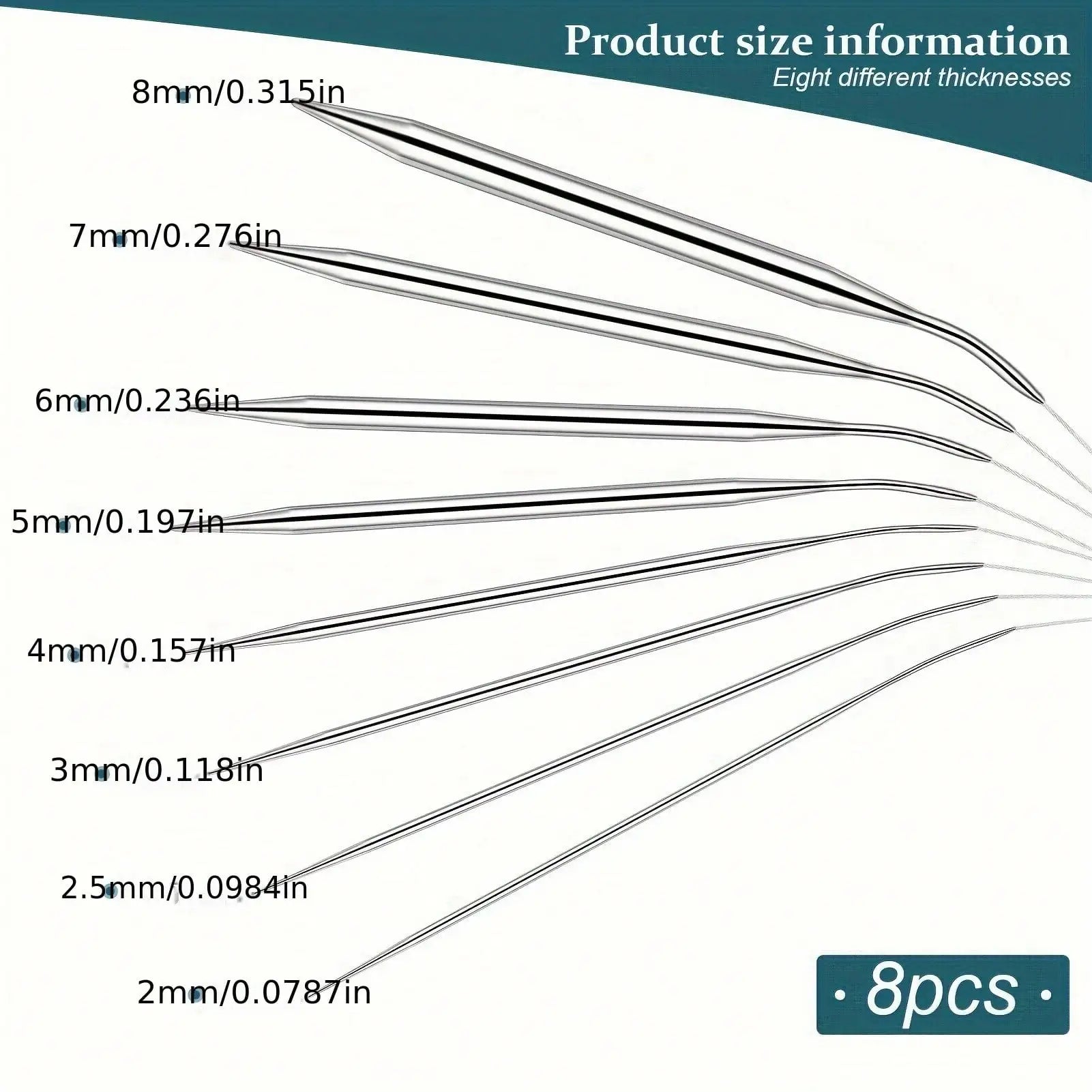 8-Piece Stainless Steel Knitting Needle Set – Circular Weaving Tool