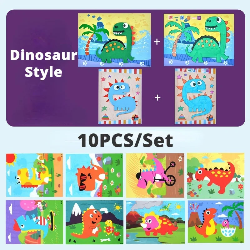 10-Piece 3D EVA Foam Animal Puzzle Craft Set for Kids