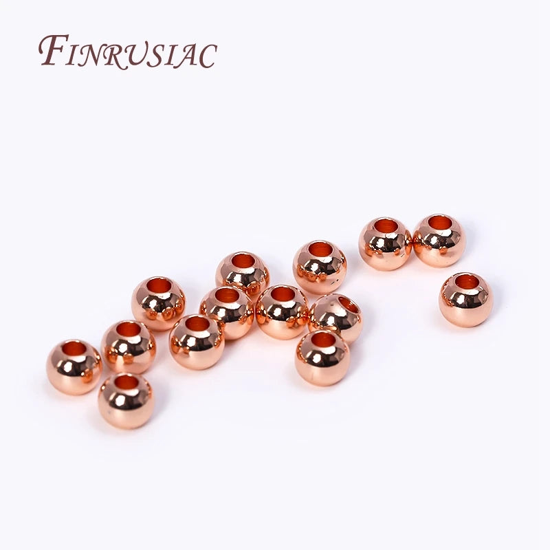 18K Gold Plated Spacer Beads – 2mm–6mm Round Metal Beads for DIY Jewelry