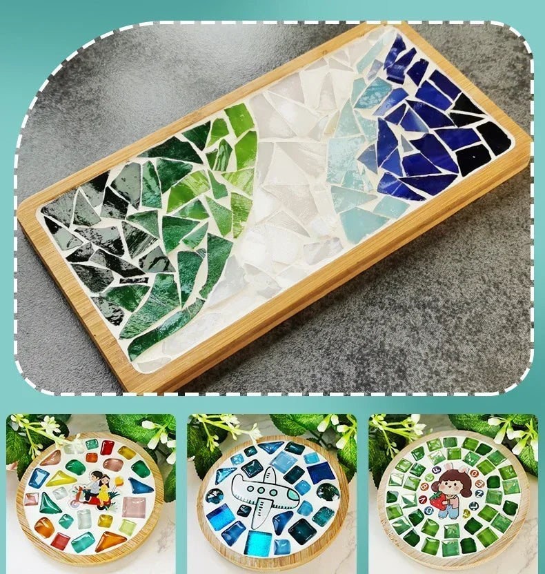 DIY Mosaic Coaster Kit – Bamboo Craft Pad for Kids & Adults