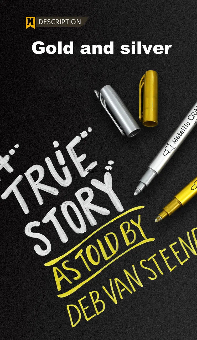 1–2pcs Metallic Brush Marker Pens – Gold & Silver Permanent Ink