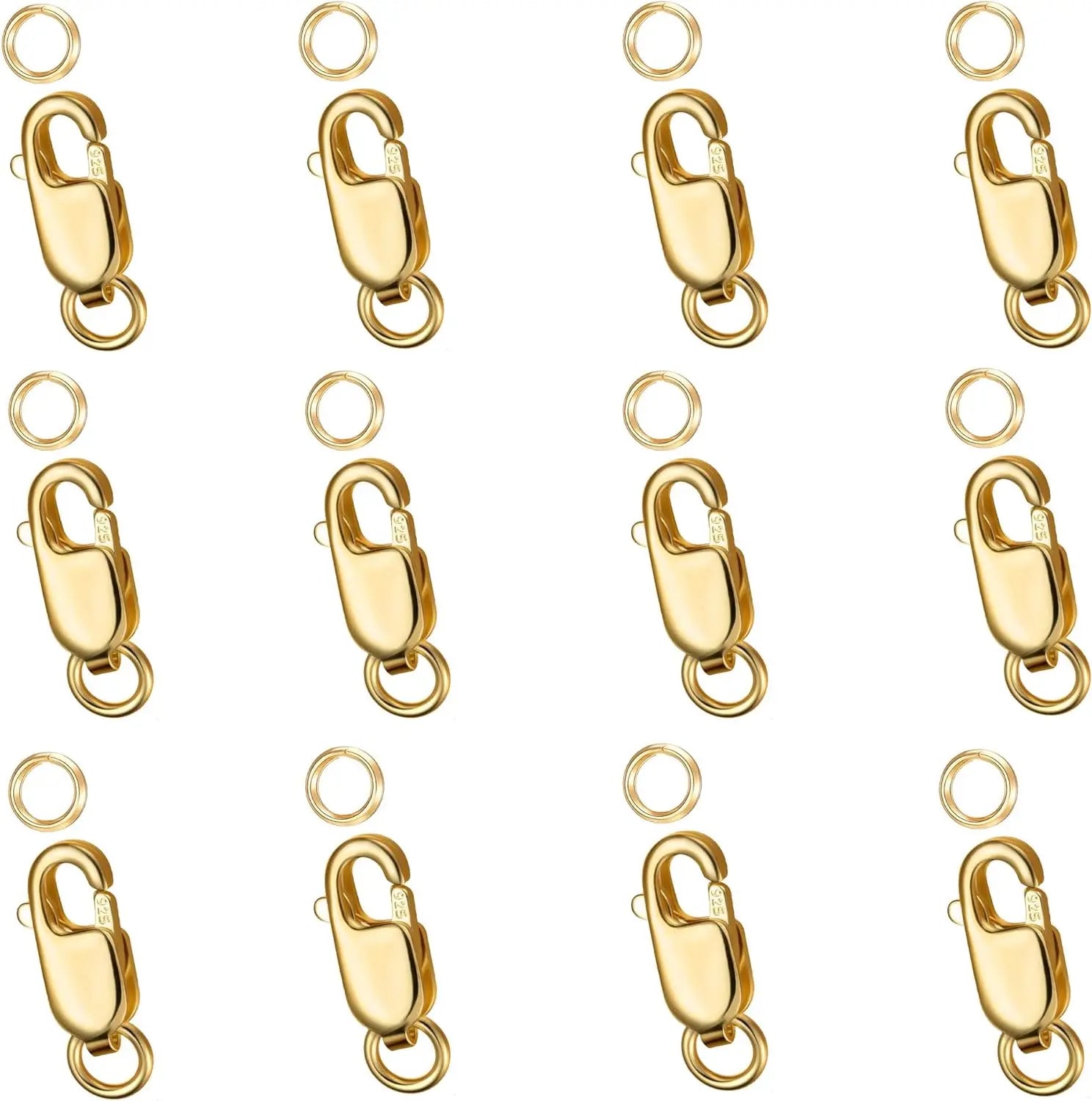 18K Gold Lobster Claw Clasps with Jump Rings – Made in Italy