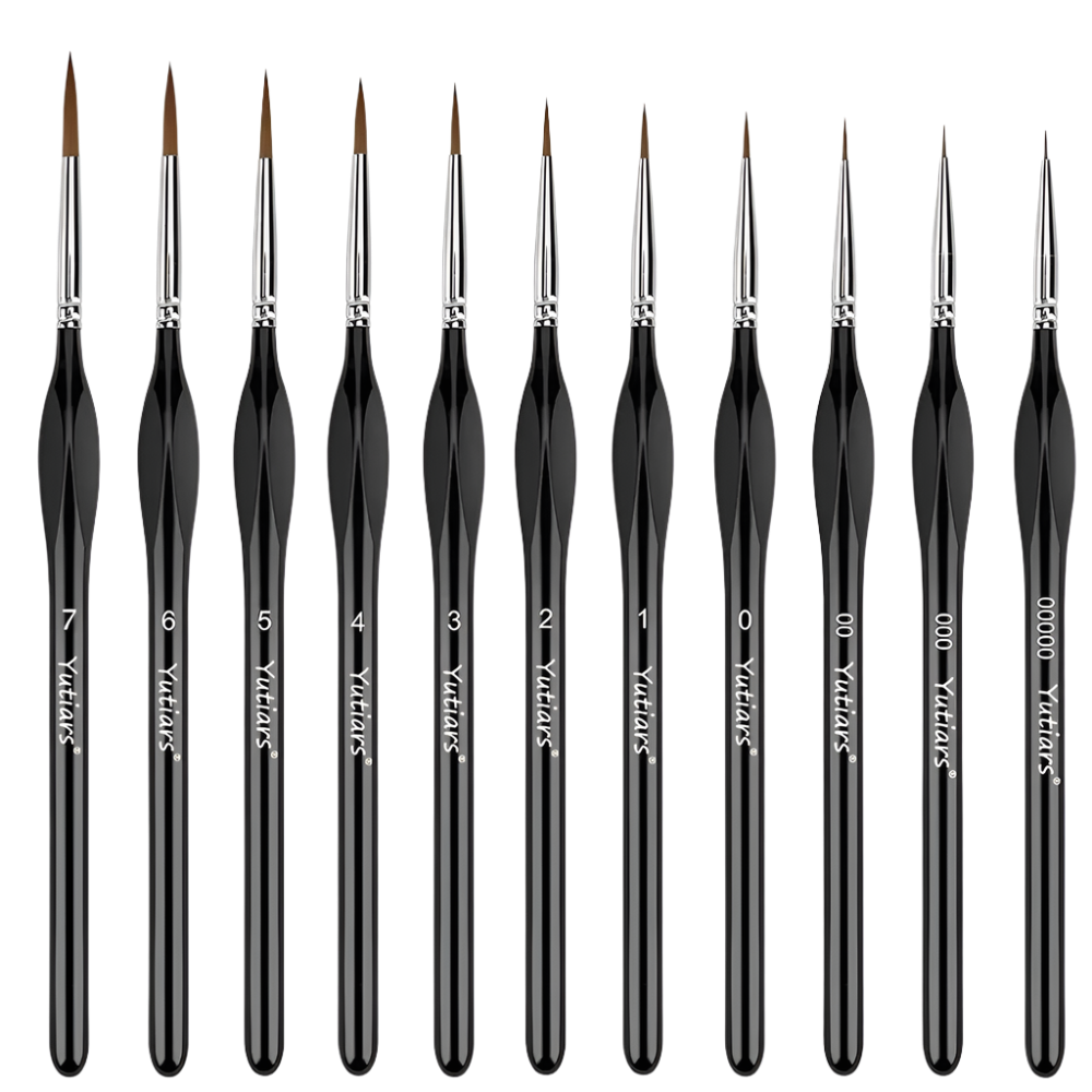 11pcs Miniature Paint Brush Set – Fine Tip Detail Brushes with Triangular Handles