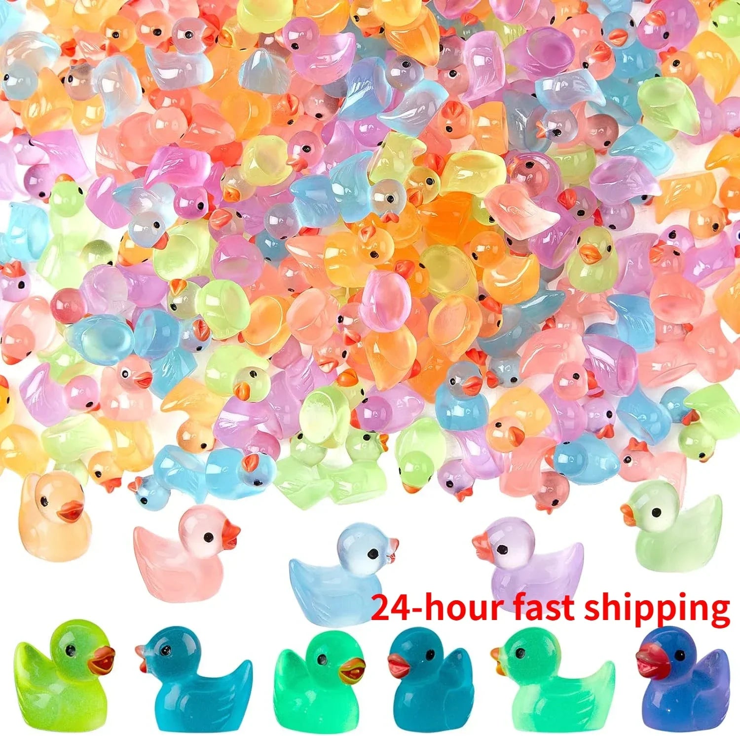 50–200pcs Luminous Mini Duck Figurines – Glow-in-the-Dark Fairy Garden Decor