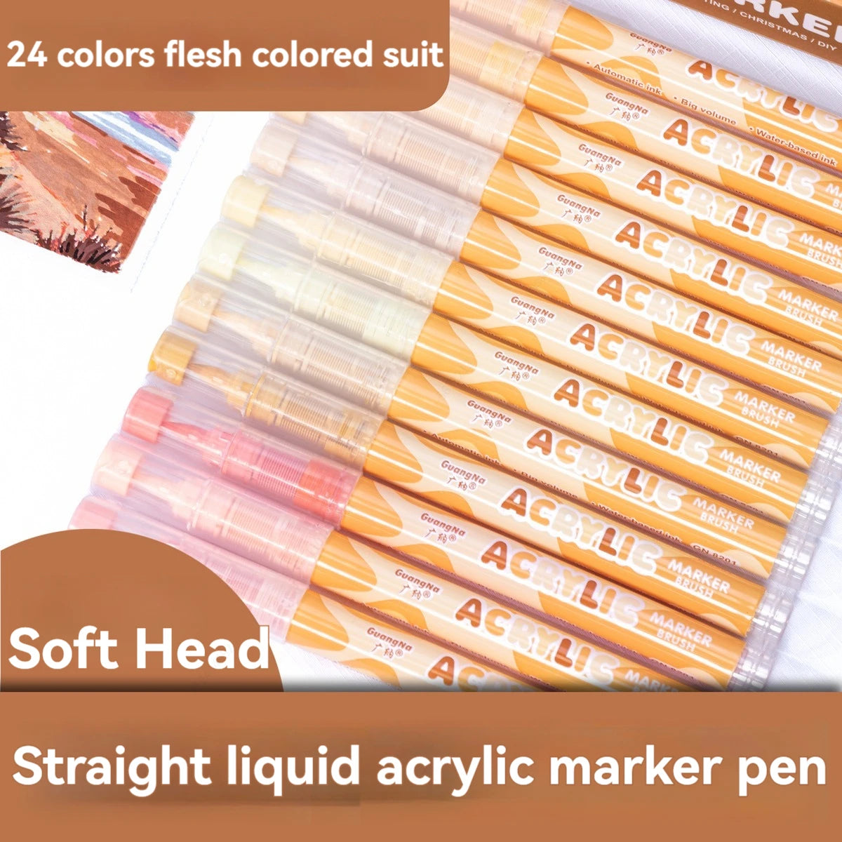 24-Color Acrylic Marker Set – Soft Tip, Opaque Ink