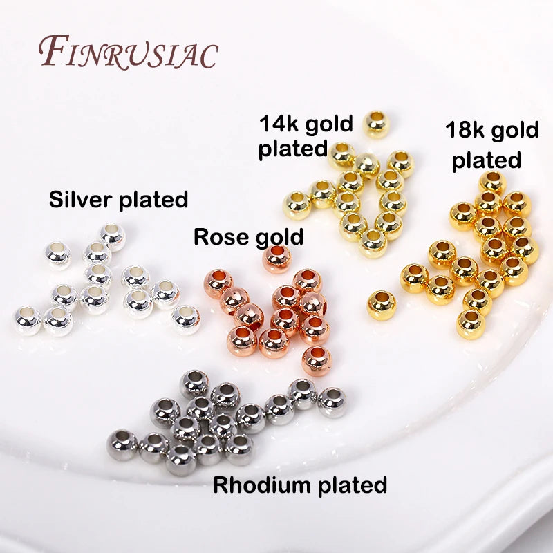 18K Gold Plated Spacer Beads – 2mm–6mm Round Metal Beads for DIY Jewelry