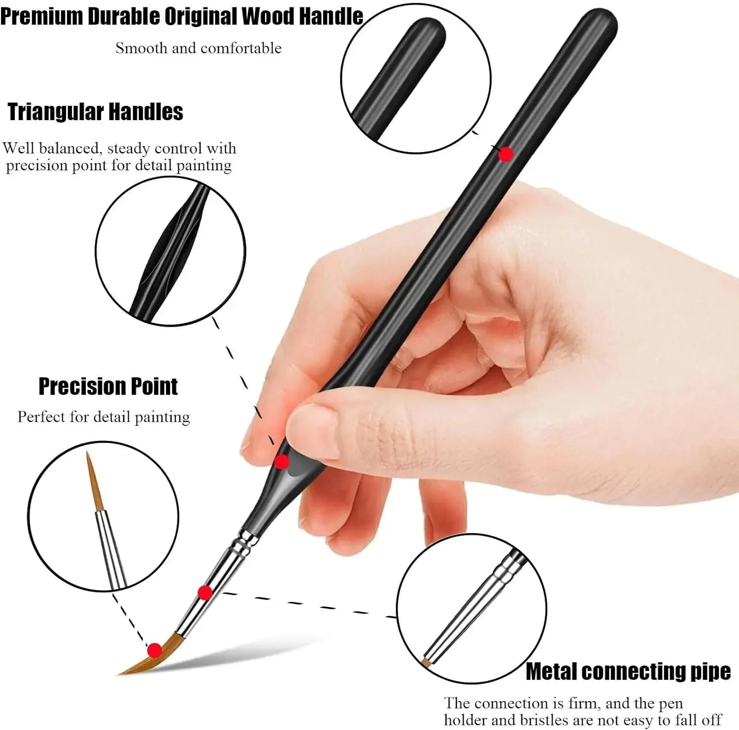 11pcs Miniature Paint Brush Set – Fine Tip Detail Brushes with Triangular Handles