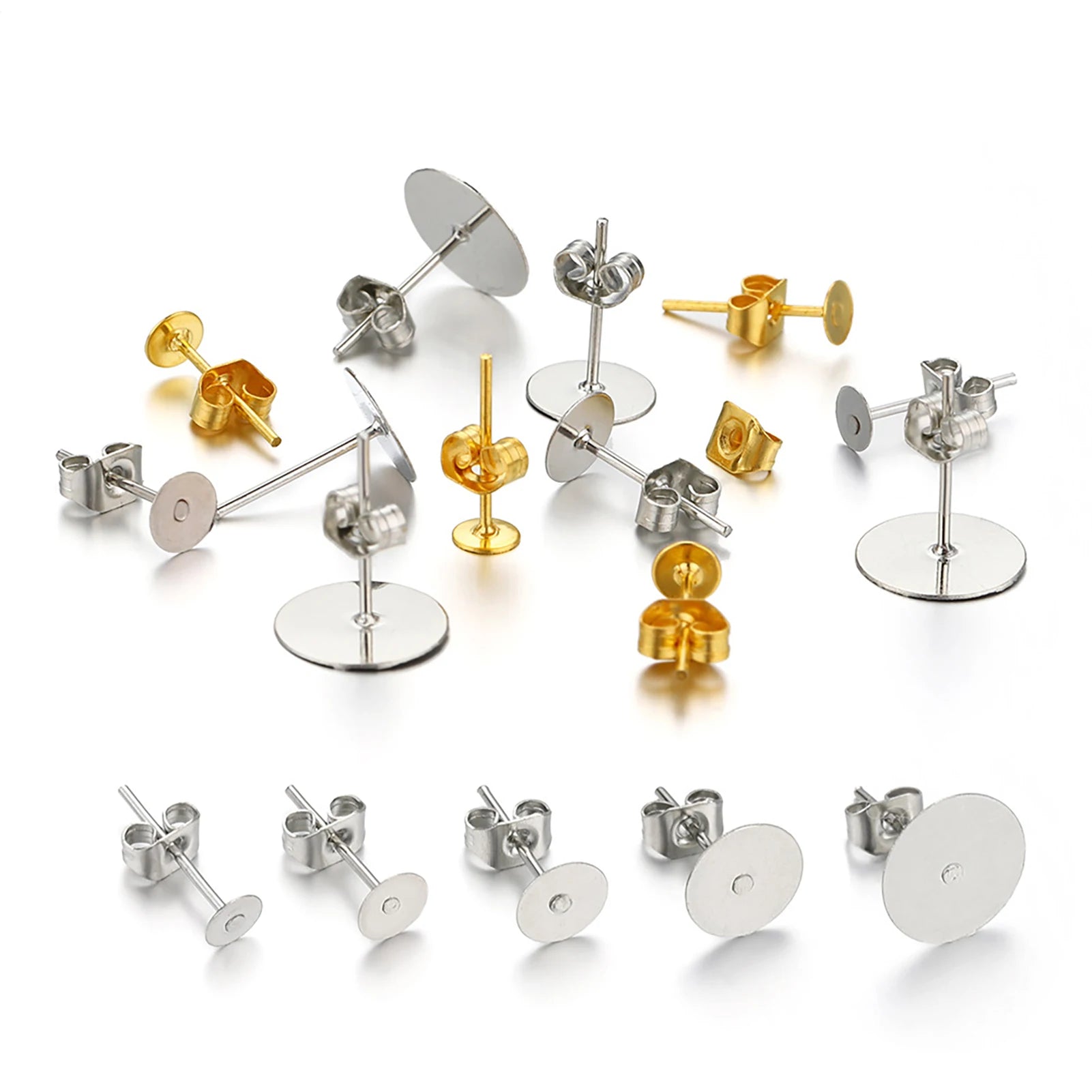 Blank Post Earring Studs with Backs – DIY Jewelry Making Supplies