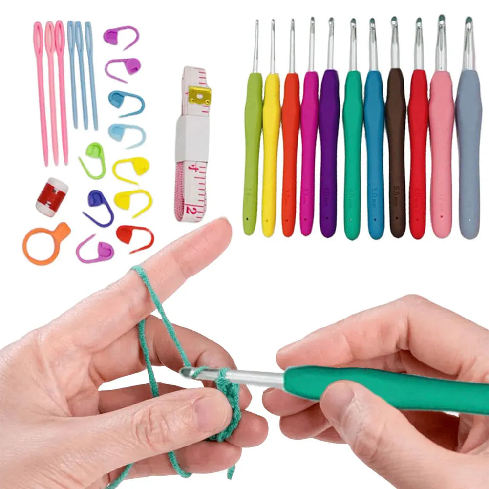 Colorful Crochet Hook Set with Case – Ergonomic Kit for Yarn & Knitting