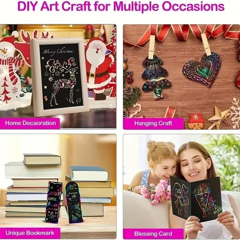 125pcs Rainbow Scratch-Off Mini Art Notes for Kids