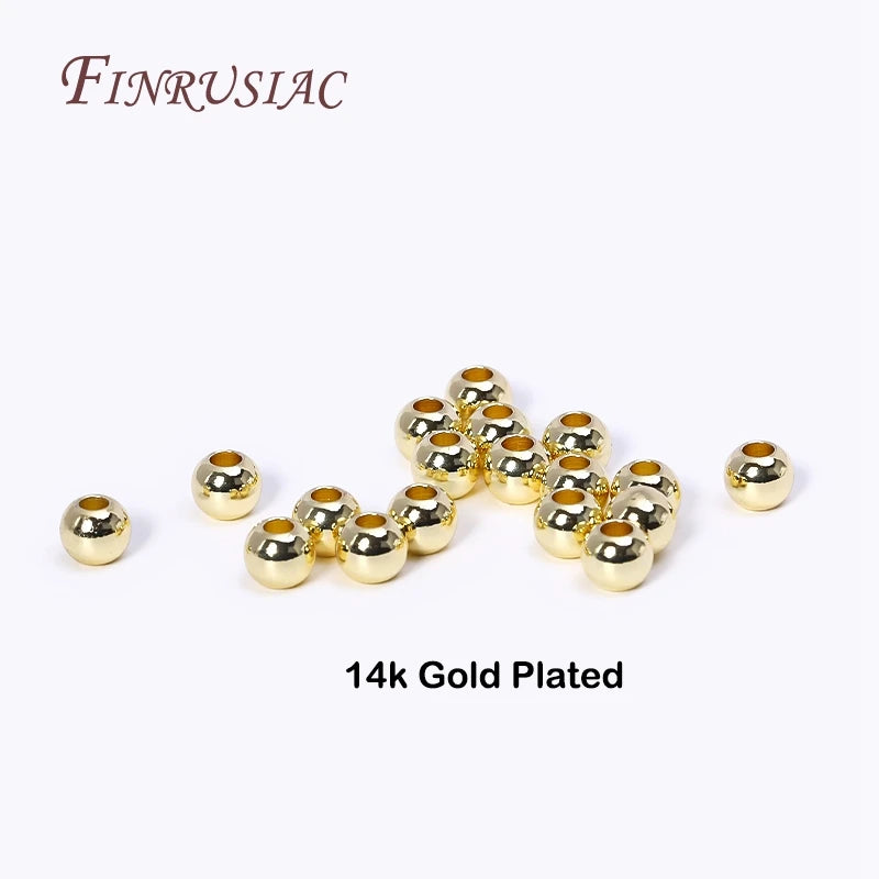 18K Gold Plated Spacer Beads – 2mm–6mm Round Metal Beads for DIY Jewelry