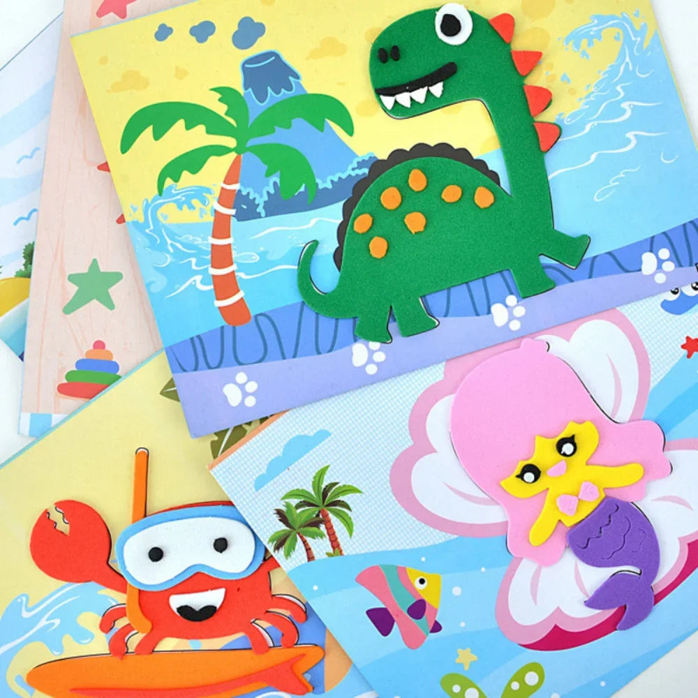 10-Piece 3D EVA Foam Animal Puzzle Craft Set for Kids