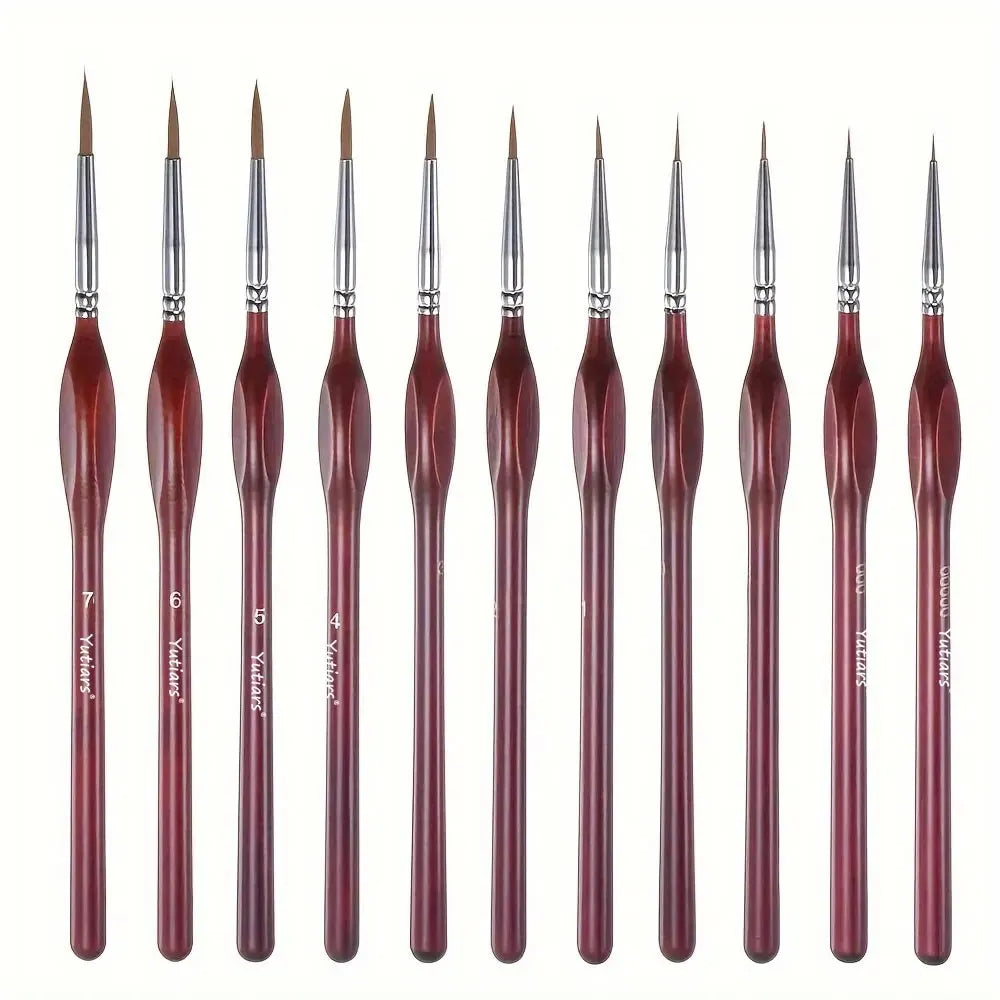 11pcs Miniature Paint Brush Set – Fine Tip Detail Brushes with Triangular Handles