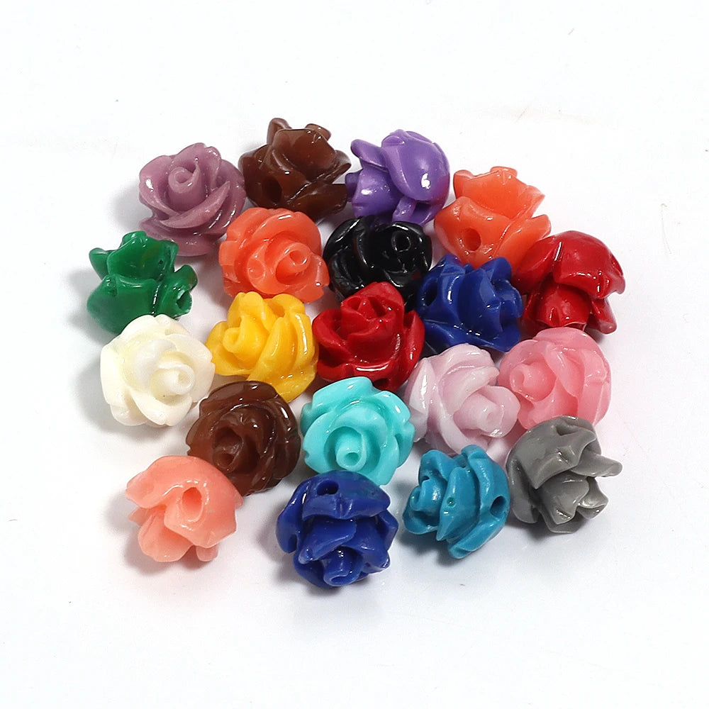 1 Strand Rose Camellia Flower Beads – 6–15mm Artificial Coral Beads