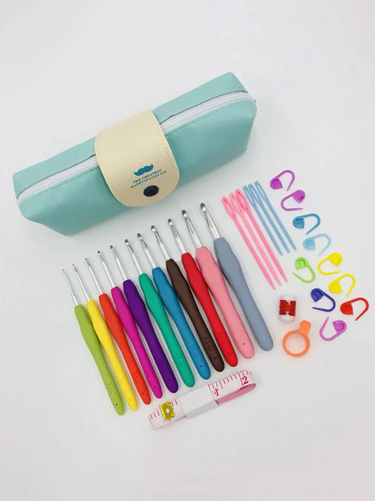Colorful Crochet Hook Set with Case – Ergonomic Kit for Yarn & Knitting