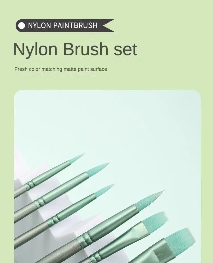 4/6-Piece Watercolor Brush Set – Soft Nylon, Flat & Round Tips