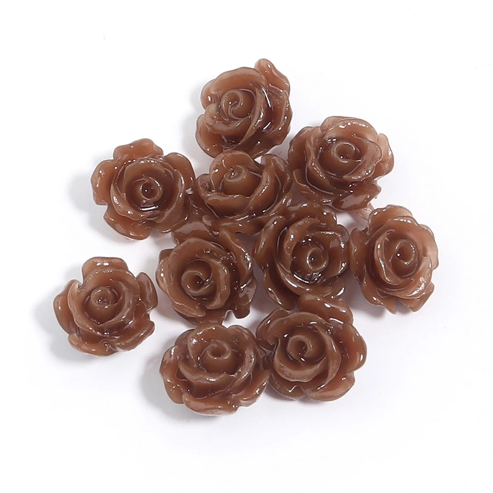 1 Strand Rose Camellia Flower Beads – 6–15mm Artificial Coral Beads