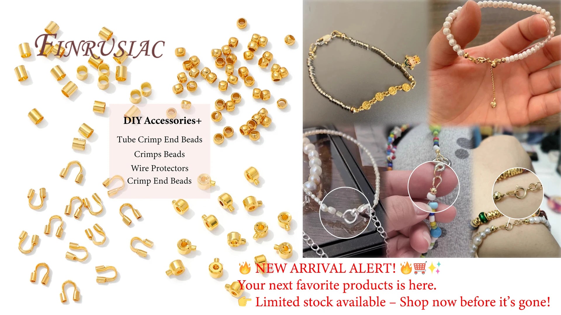 18K Gold Plated Spacer Beads – 2mm–6mm Round Metal Beads for DIY Jewelry