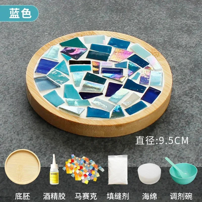 DIY Mosaic Coaster Kit – Bamboo Craft Pad for Kids & Adults