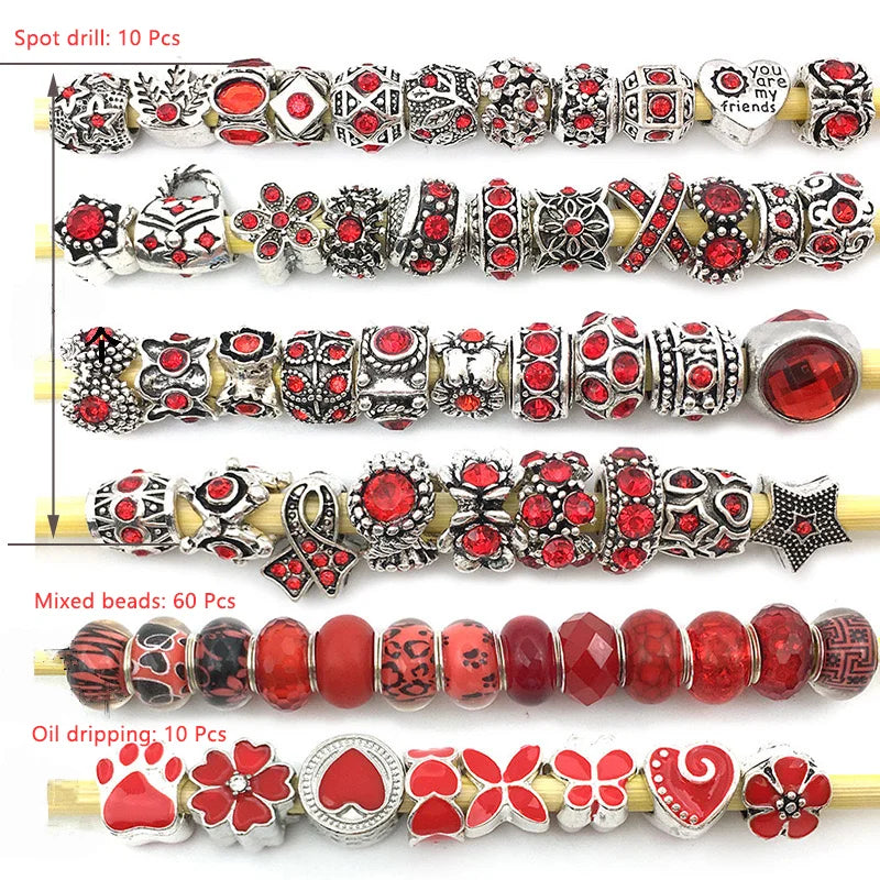 80pcs Assorted Purple Large Hole Beads – Resin, Rhinestone & Metal Spacers