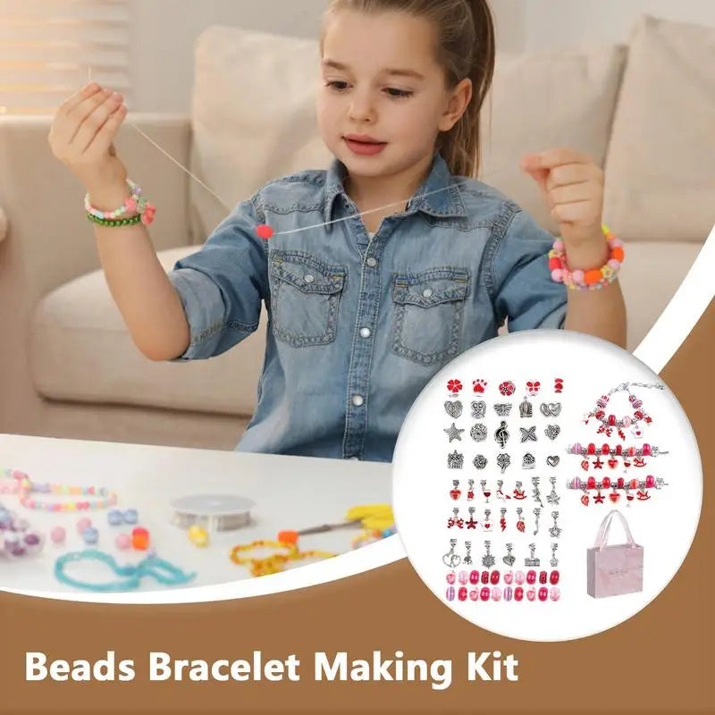 Charm Bracelet Making Kit – Kids Jewelry & Bead Craft Set