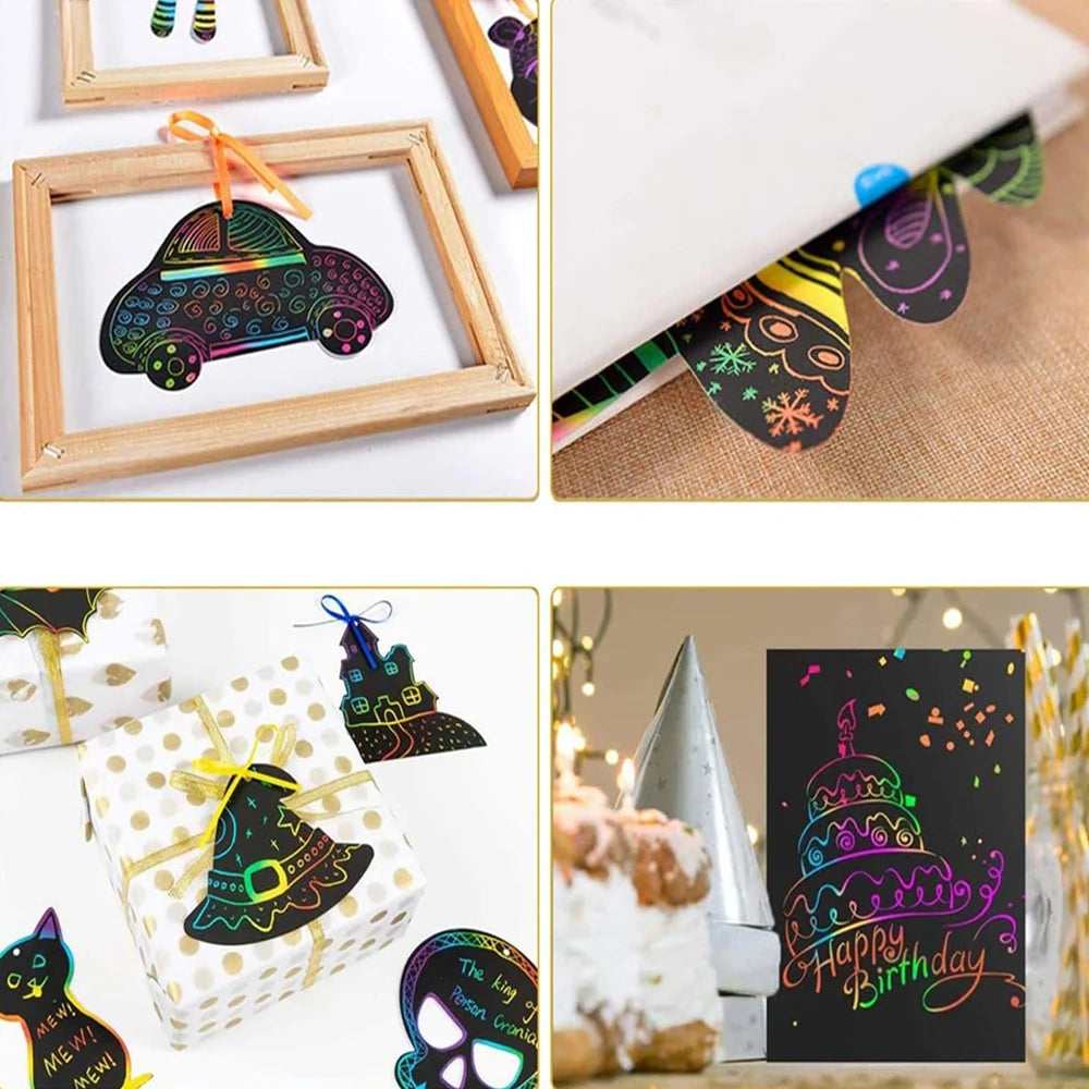 125pcs Rainbow Scratch-Off Mini Art Notes for Kids